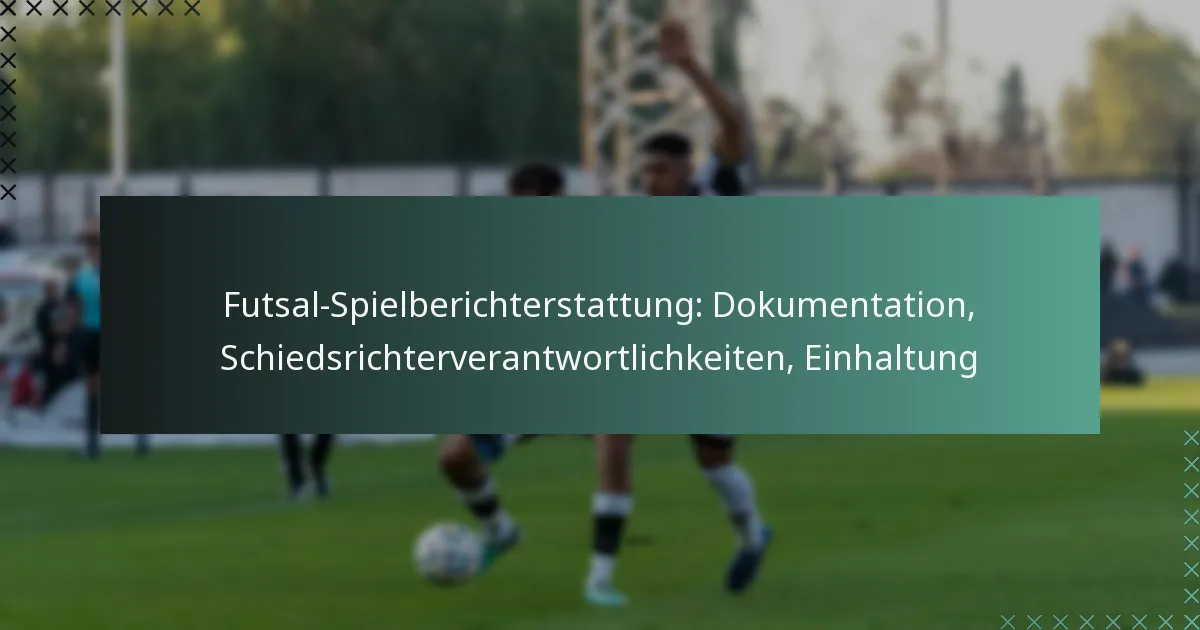 Futsal-Spielberichterstattung: Dokumentation, Schiedsrichterverantwortlichkeiten, Einhaltung