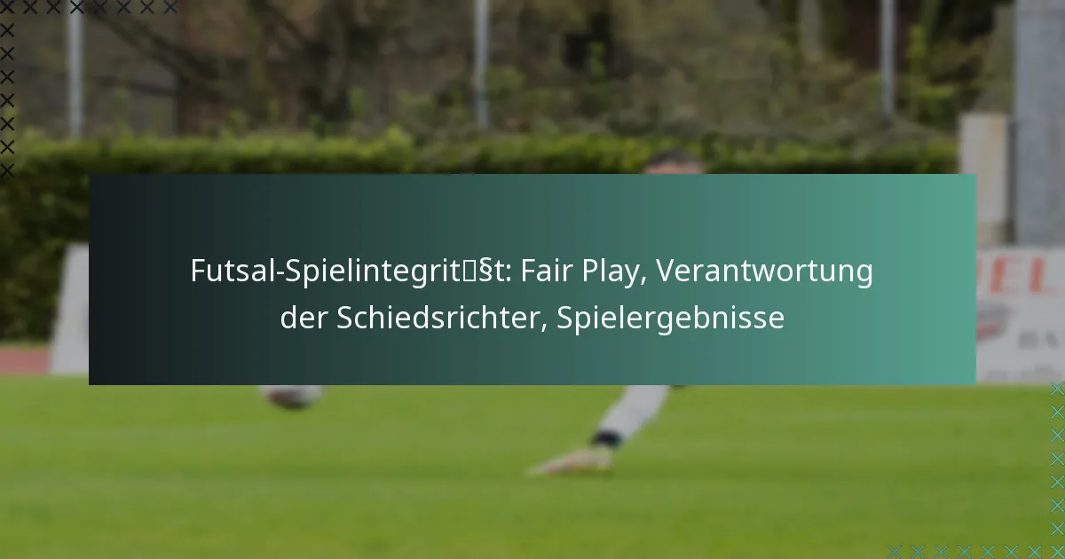Futsal-Spielintegrität: Fair Play, Verantwortung der Schiedsrichter, Spielergebnisse
