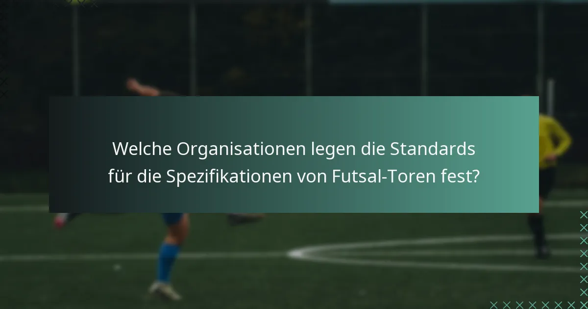 Welche Organisationen legen die Standards für die Spezifikationen von Futsal-Toren fest?